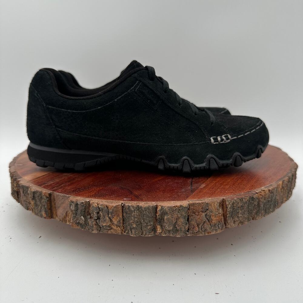 Skechers Relaxed Fit Bikers Curbed Sneakers Womens Sz 6 Suede Black Walking EUC